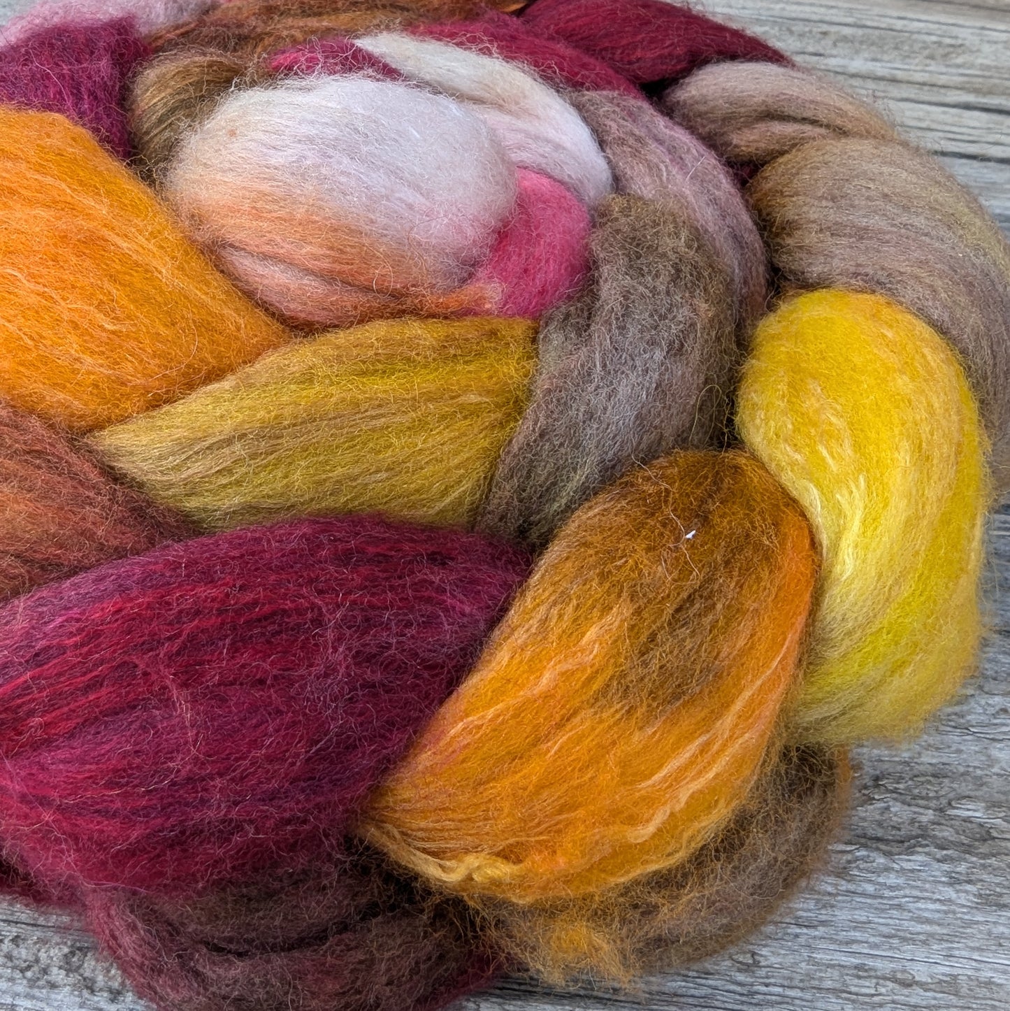 Fall, Leaves - Polwarth Mulberry Combed Top